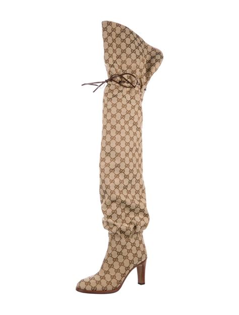 gucci monogram thigh high boots price|gucci print thigh high boots.